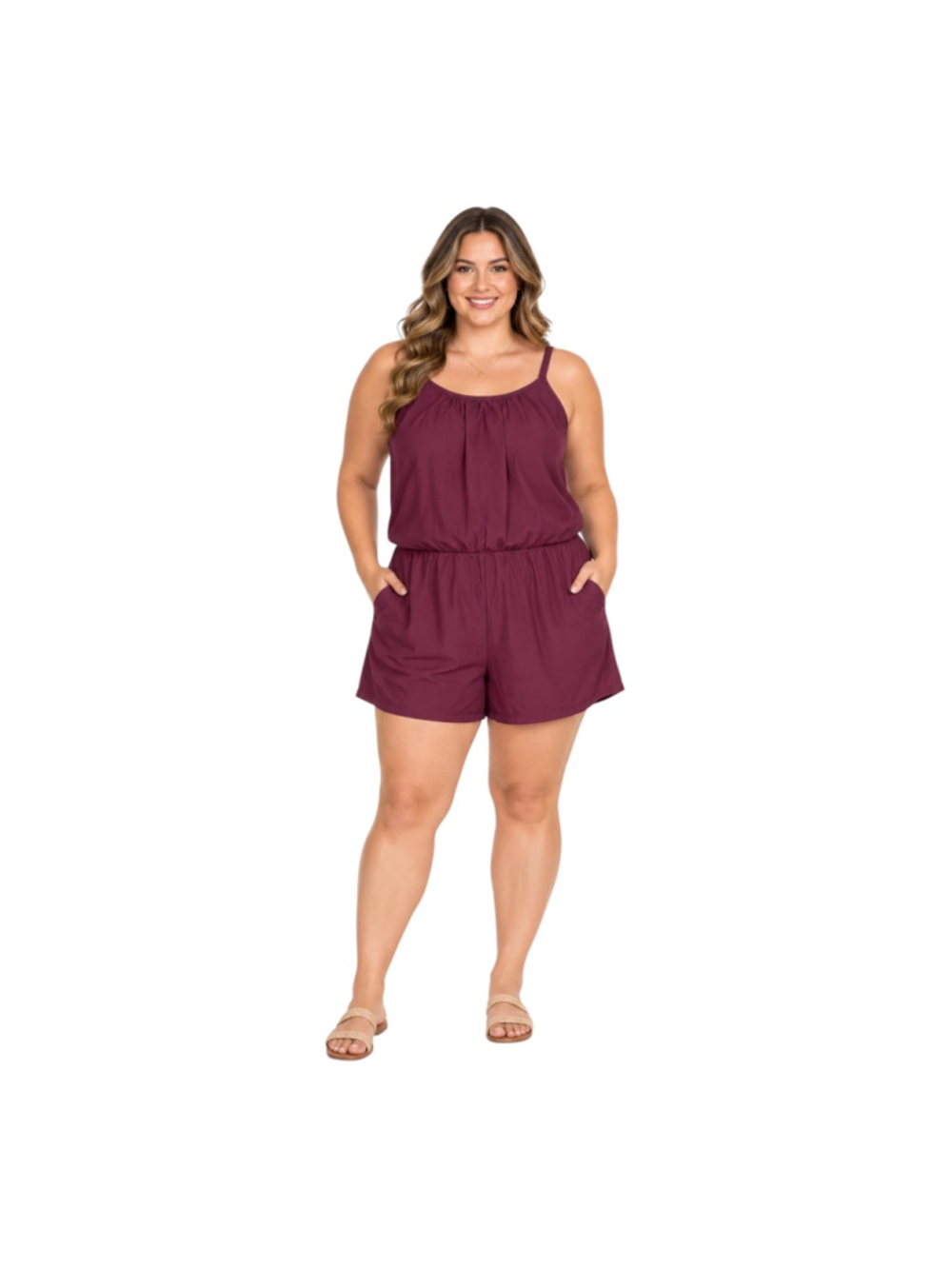 Tempt Me Burgundy Romper Swimsuit One Piece Swimdress XL NWT